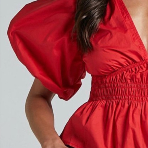 Red Puff Sleeve Top - Women’s size Small - Picture 2 of 7